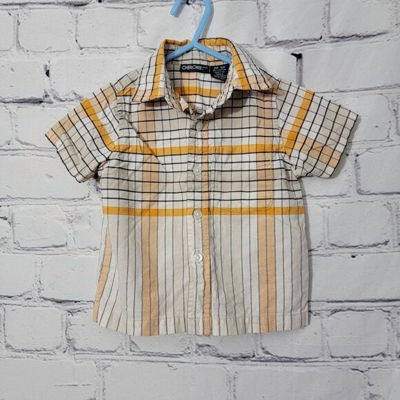 CHEROKEE 12 month orange plaid casual button down shirt - Picture 1 of 3